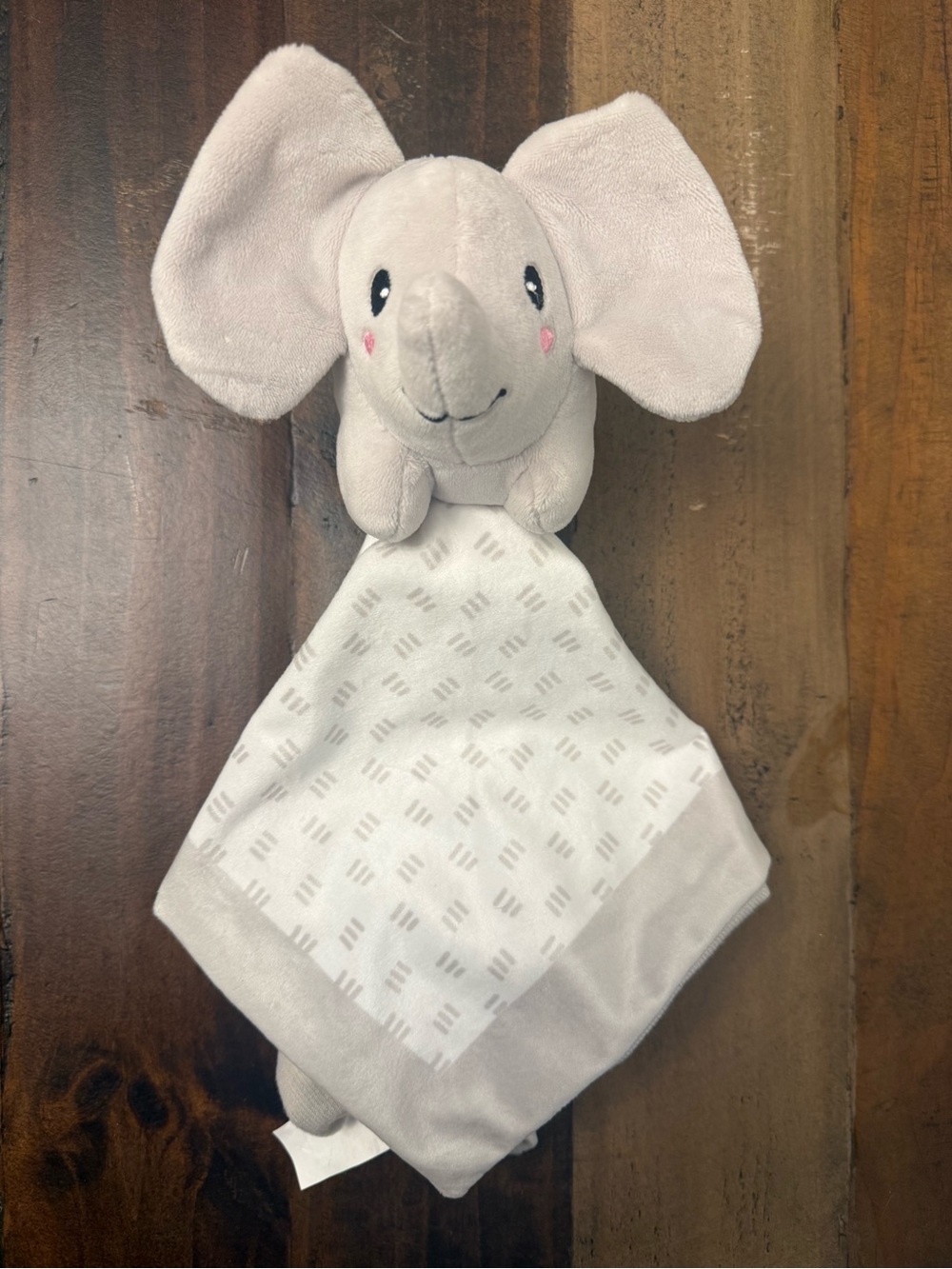 Pearhead Elephant Lovey Lovie Security Blanket 13x14" Gray White Baby 2020